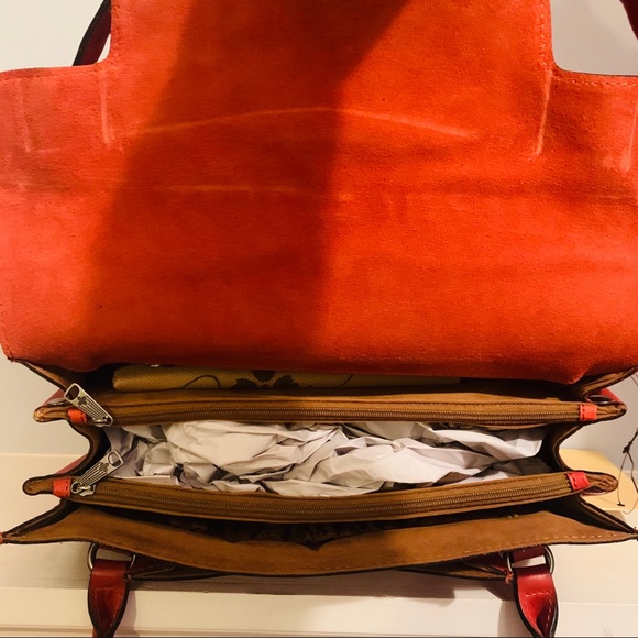 Patricia Nash Sanabria Tooled Rose Orange Satchel - Picture 6 of 7